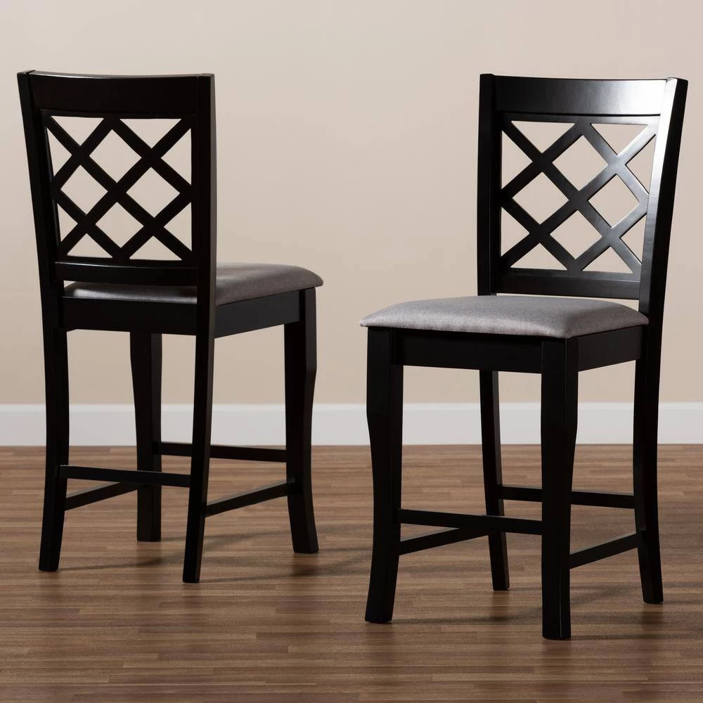 Alora 43 in. Gray and Espresso Counter Stool (Set of 2) by Baxton Studio - Image 7
