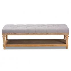 Linda Grey and Greywashed Storage Bench by Baxton Studio