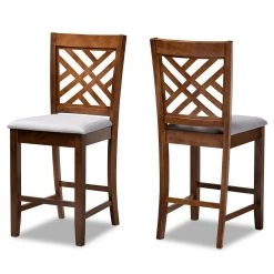 Caron 25 in. Walnut Counter Stool (Set of 2) by Baxton Studio