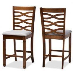 Lanier 25 in. Walnut Counter Stool (Set of 2) by Baxton Studio