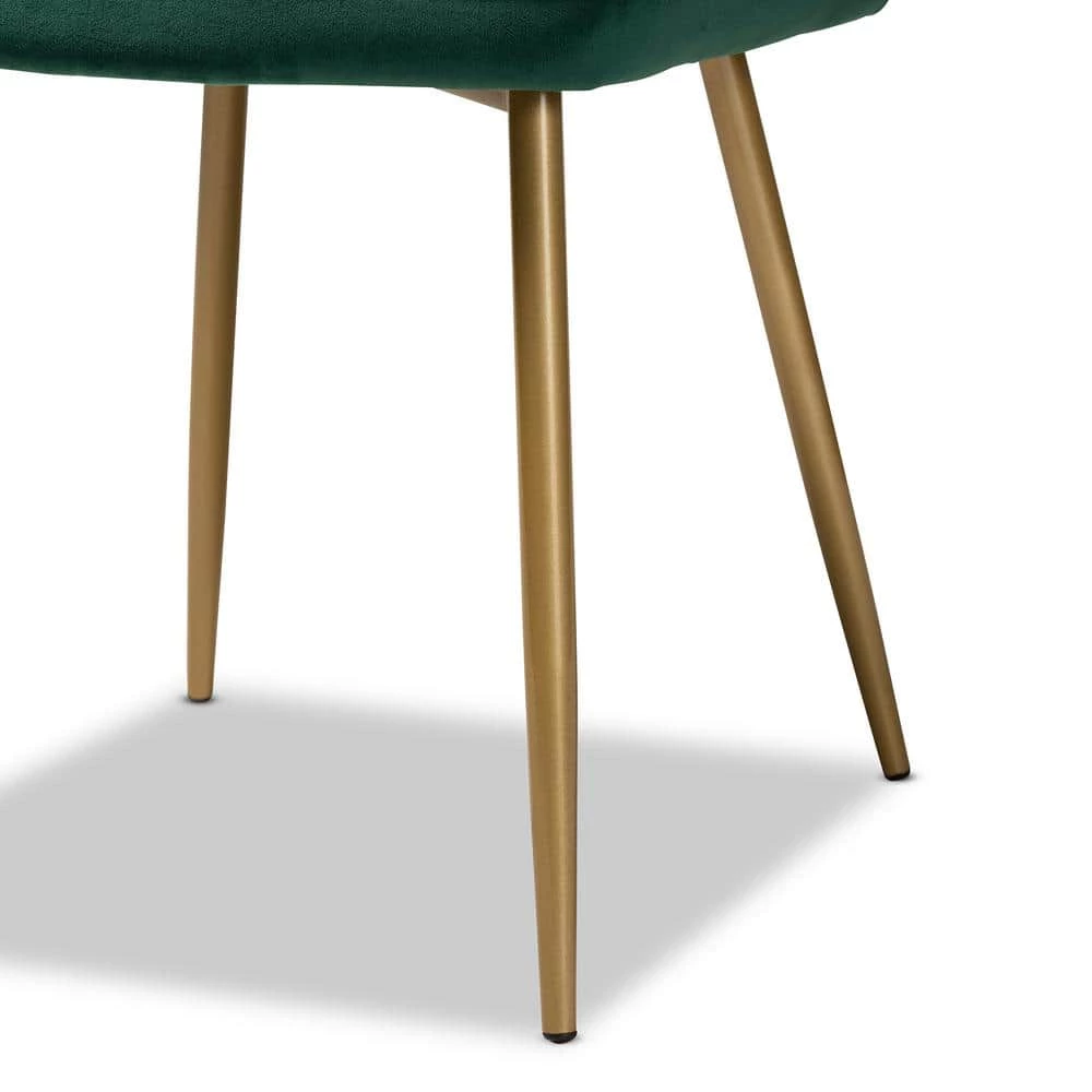 Priscilla Green and Gold Dining Chair (Set of 2) by Baxton Studio - Image 5