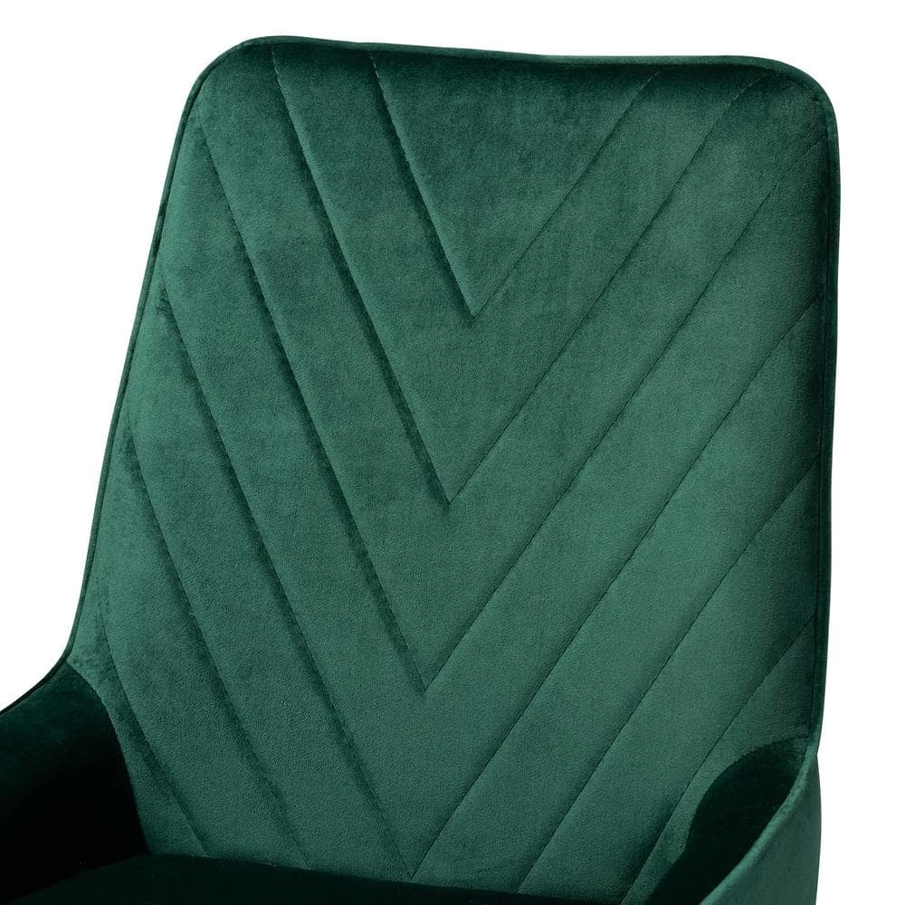 Priscilla Green and Gold Dining Chair (Set of 2) by Baxton Studio - Image 4