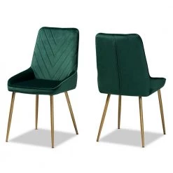 Priscilla Green and Gold Dining Chair (Set of 2) by Baxton Studio