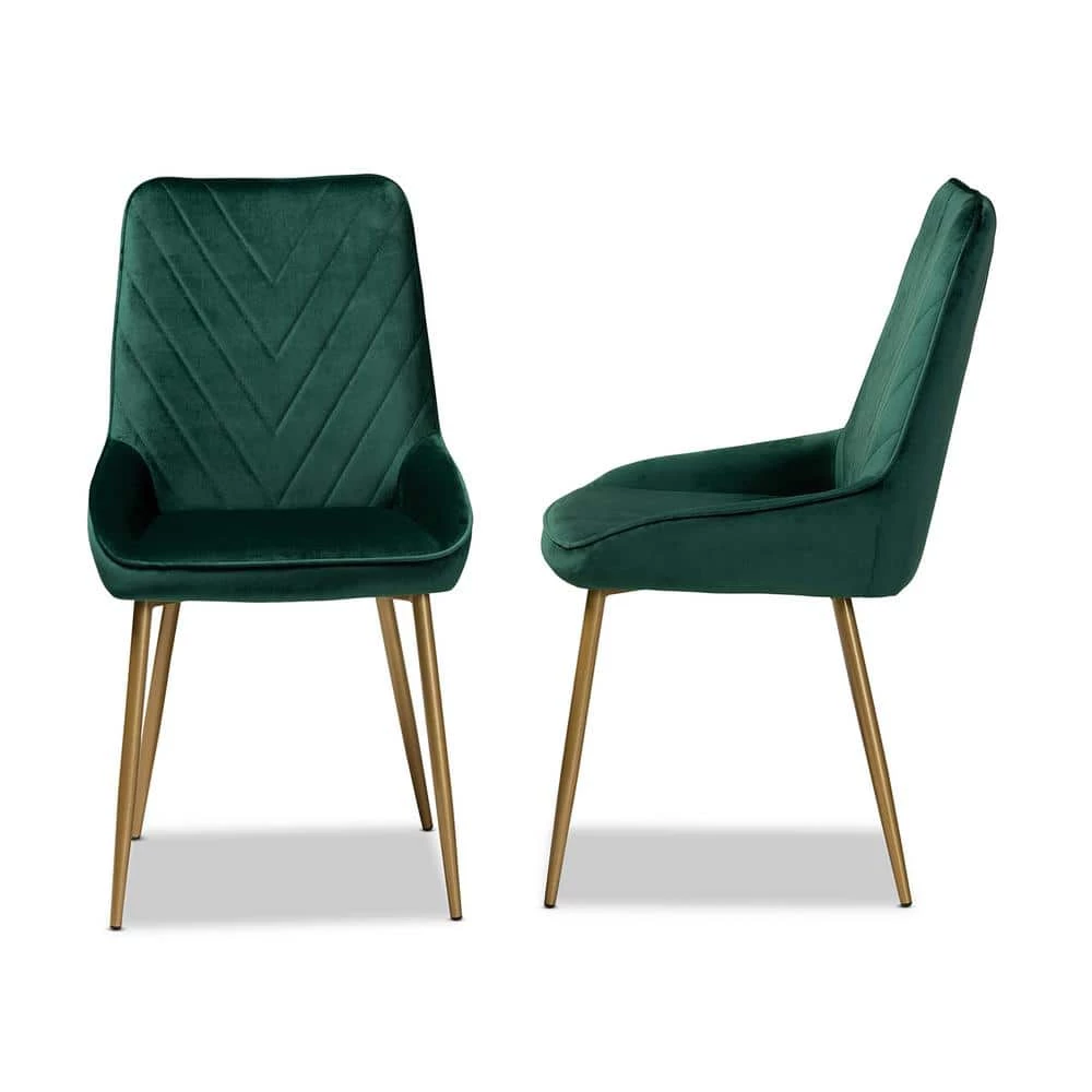 Priscilla Green and Gold Dining Chair (Set of 2) by Baxton Studio - Image 2