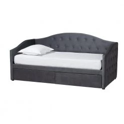 Mansi Grey and Black Full Daybed by Baxton Studio