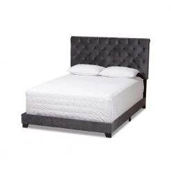 Candace Dark Gray Queen Bed by Baxton Studio