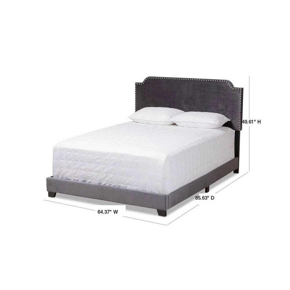 Darcy Dark Gray Queen Bed by Baxton Studio - Image 3