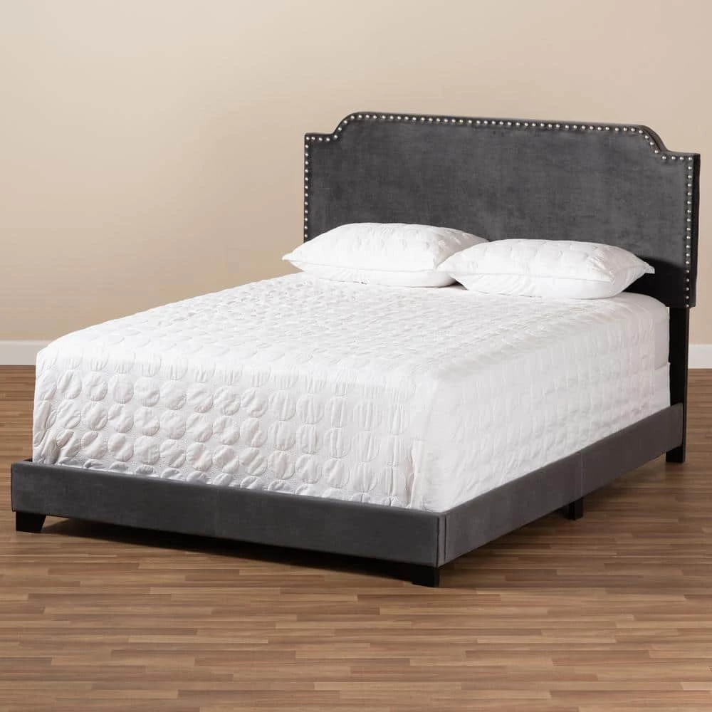Darcy Dark Gray Queen Bed by Baxton Studio - Image 7