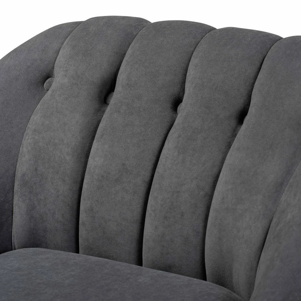 Ellard Grey and Dark Brown Accent Chair by Baxton Studio - Image 5