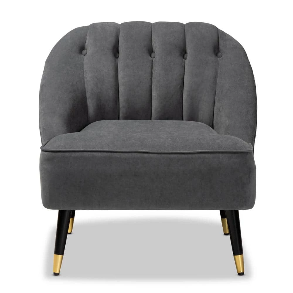 Ellard Grey and Dark Brown Accent Chair by Baxton Studio