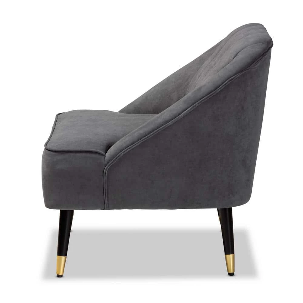 Ellard Grey and Dark Brown Accent Chair by Baxton Studio - Image 3