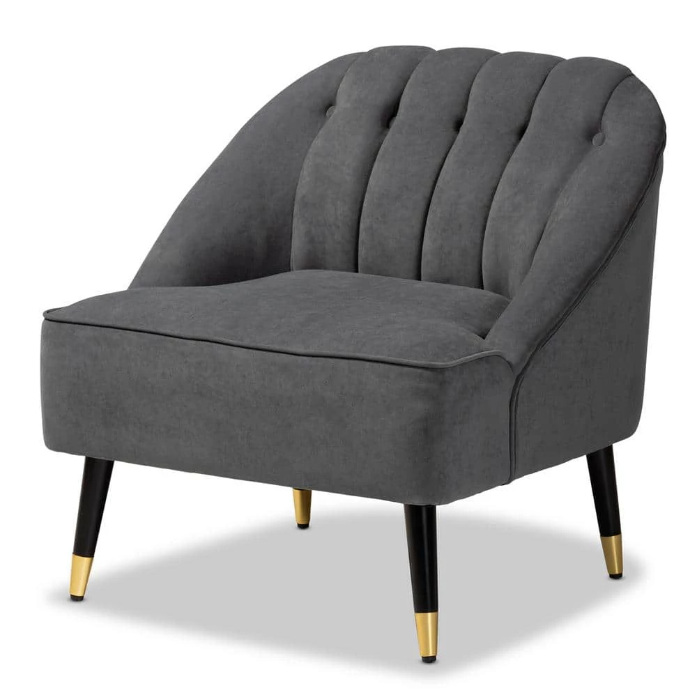 Ellard Grey and Dark Brown Accent Chair by Baxton Studio - Image 2