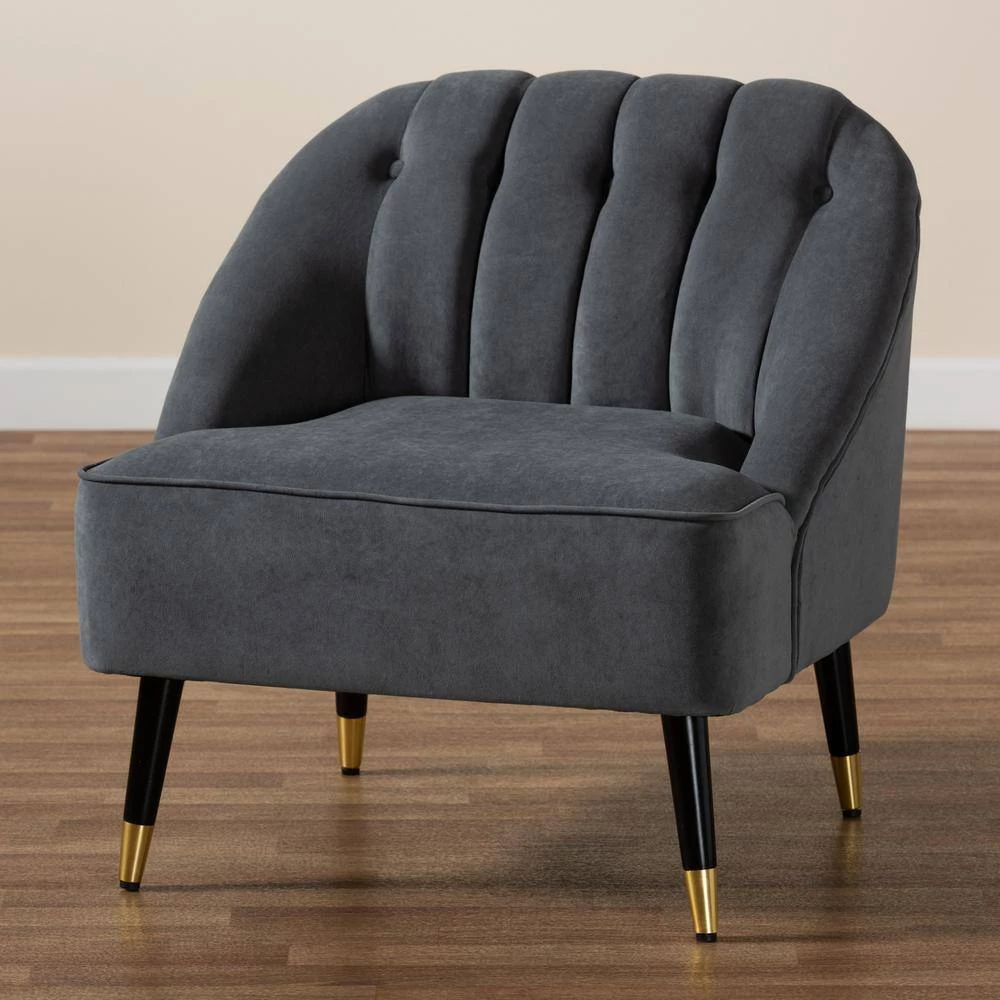 Ellard Grey and Dark Brown Accent Chair by Baxton Studio - Image 7