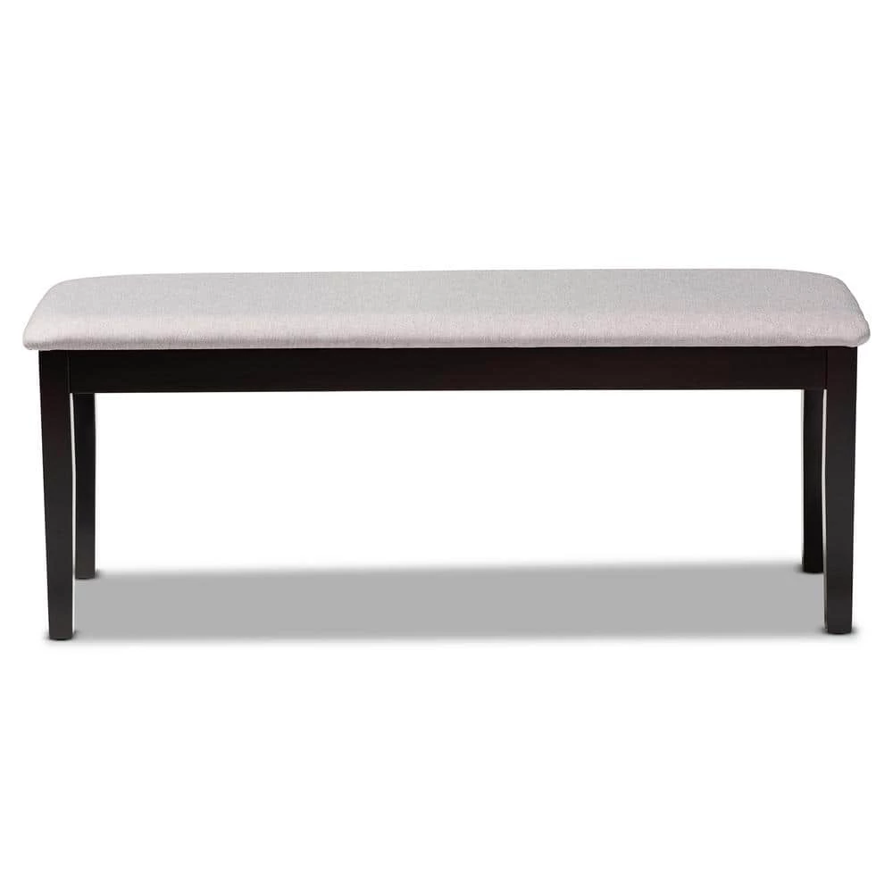 Teresa Grey and Dark Brown Fabric Dining Bench by Baxton Studio