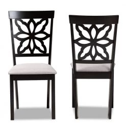 Samwell Grey and Dark Brown Fabric Dining Chair (Set of 2) by Baxton Studio