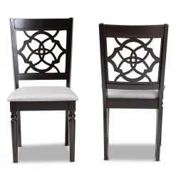 Renaud Grey and Dark Brown Dining chair (Set of 2) by Baxton Studio