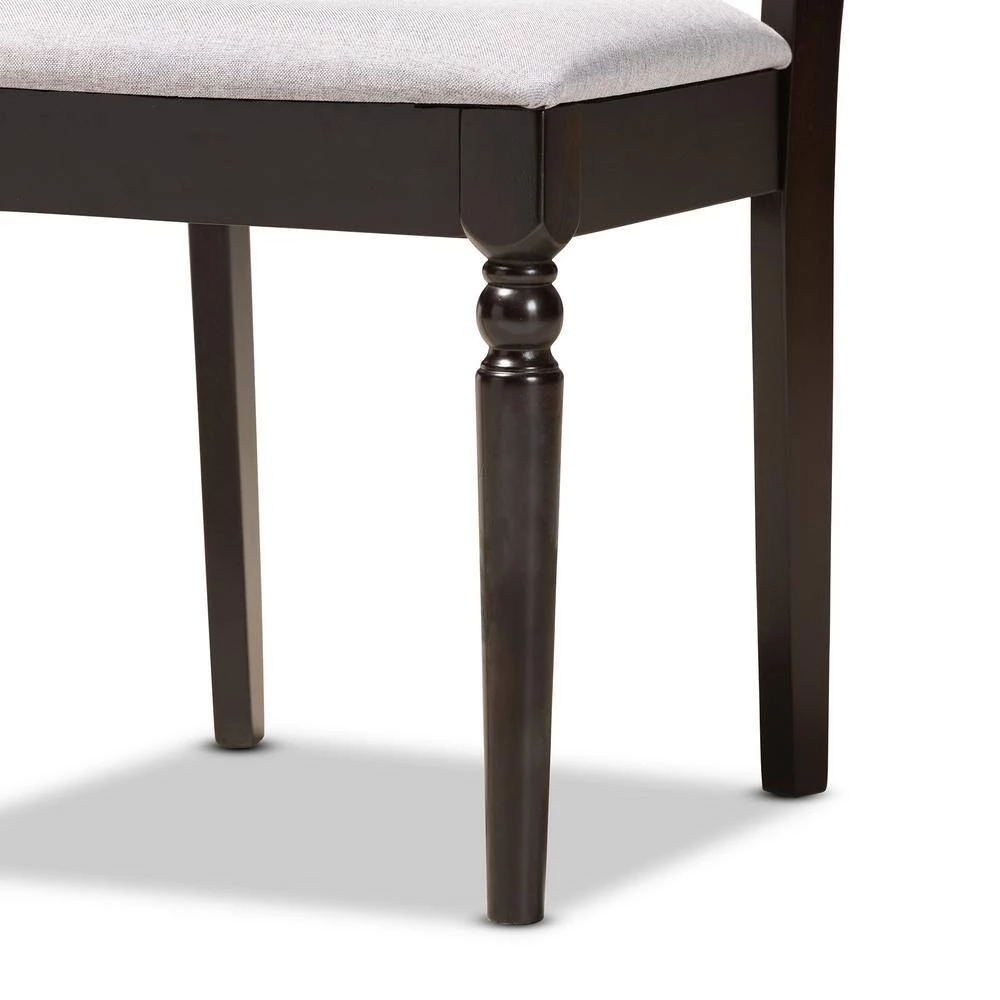 Alma 5-Piece Grey and Dark Brown Dining Set by Baxton Studio - Image 5