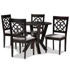 Alma 5-Piece Grey and Dark Brown Dining Set by Baxton Studio