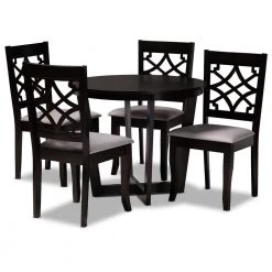 Tricia 5-Piece Grey and dark brown Dining Set by Baxton Studio