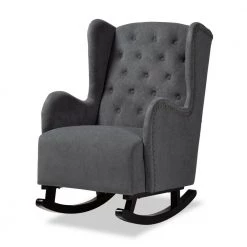 Jamir Grey and Dark Brown Rocking Chair by Baxton Studio