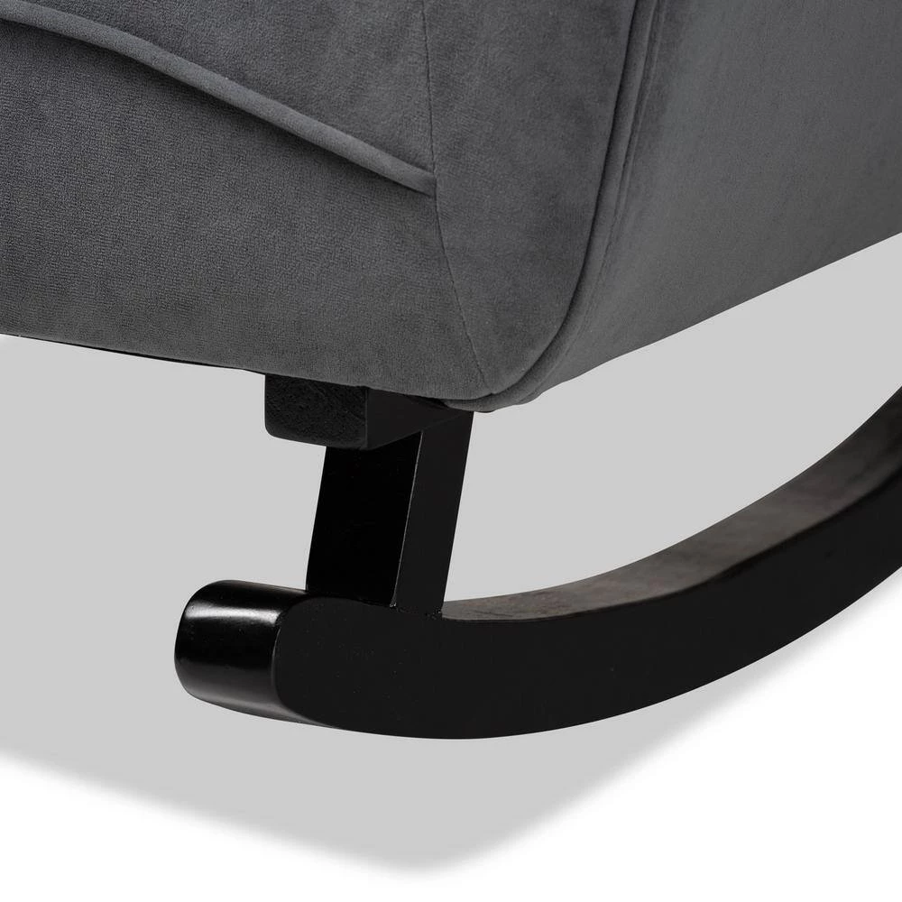 Elisa Grey and Dark Brown Rocking Chair by Baxton Studio - Image 6