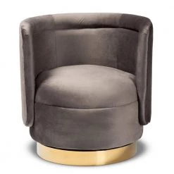 Saffi Grey and Gold Fabric Accent Chair by Baxton Studio