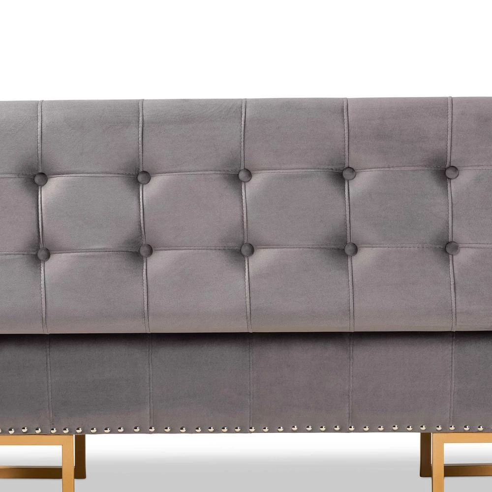 Ellery Grey and Gold Storage Ottoman by Baxton Studio - Image 6