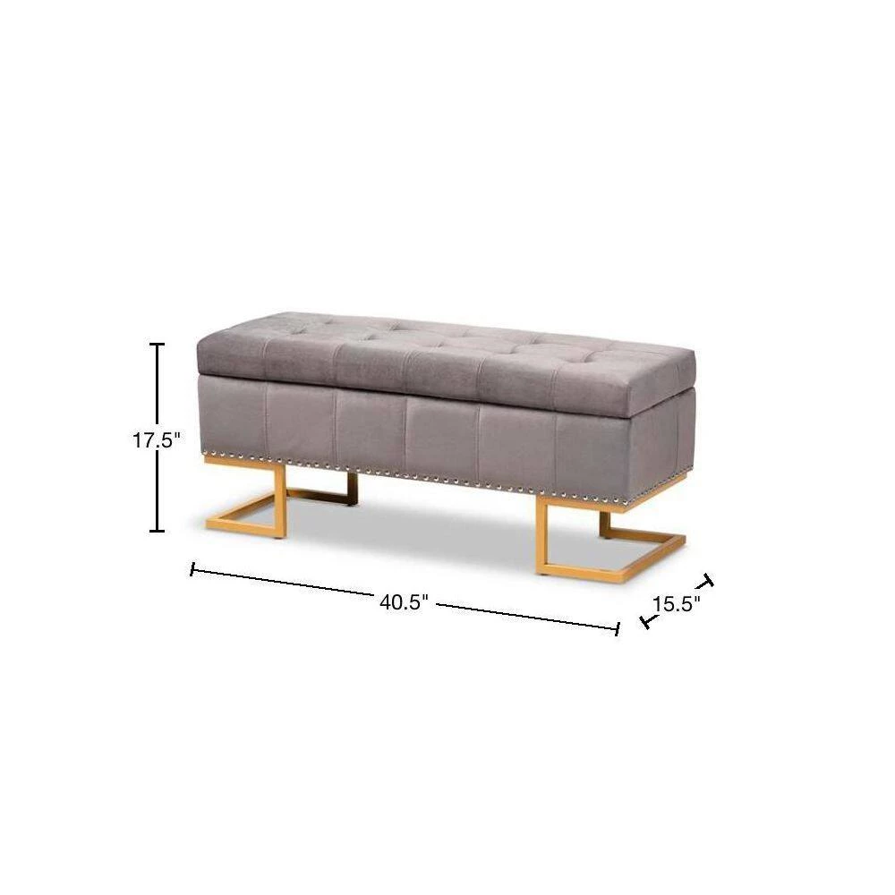 Ellery Grey and Gold Storage Ottoman by Baxton Studio - Image 3