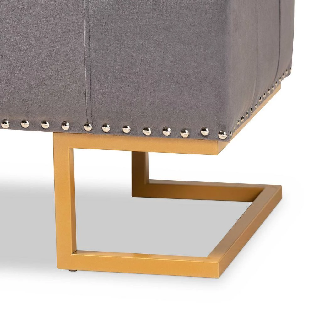 Ellery Grey and Gold Storage Ottoman by Baxton Studio - Image 7
