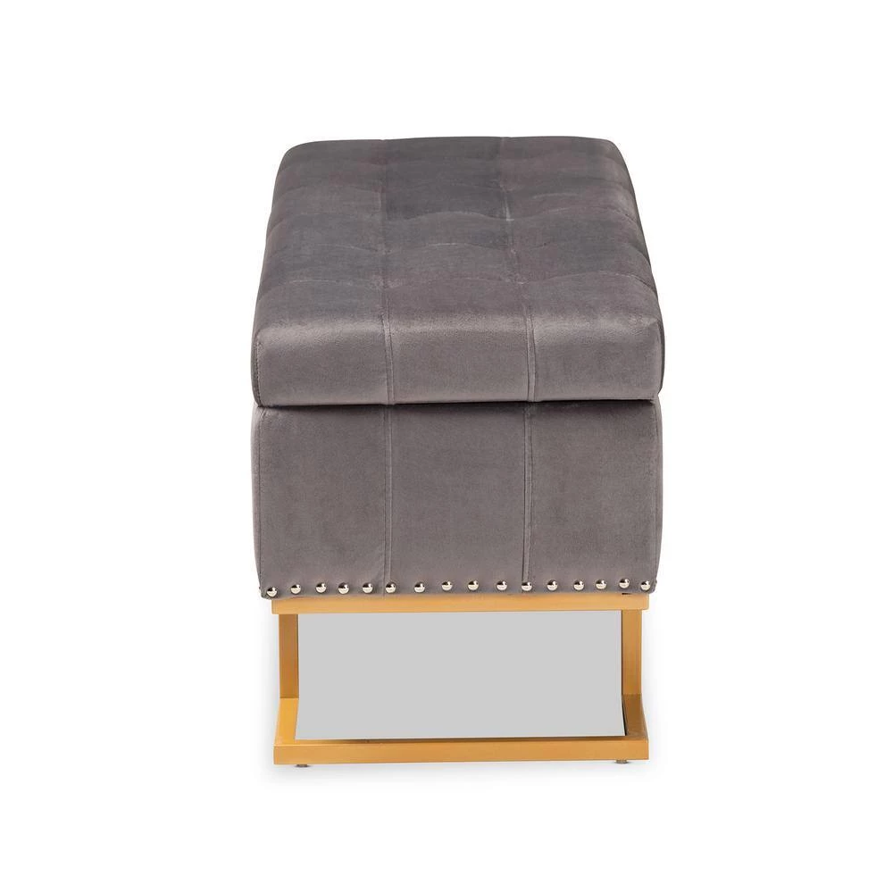 Ellery Grey and Gold Storage Ottoman by Baxton Studio - Image 4