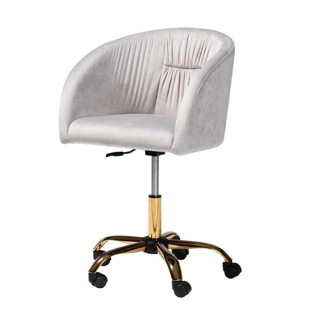 Ravenna Grey and Gold Velvet Fabric Task Chair by Baxton Studio - Image 4
