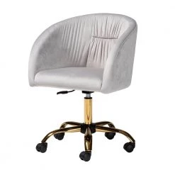 Ravenna Grey and Gold Velvet Fabric Task Chair by Baxton Studio