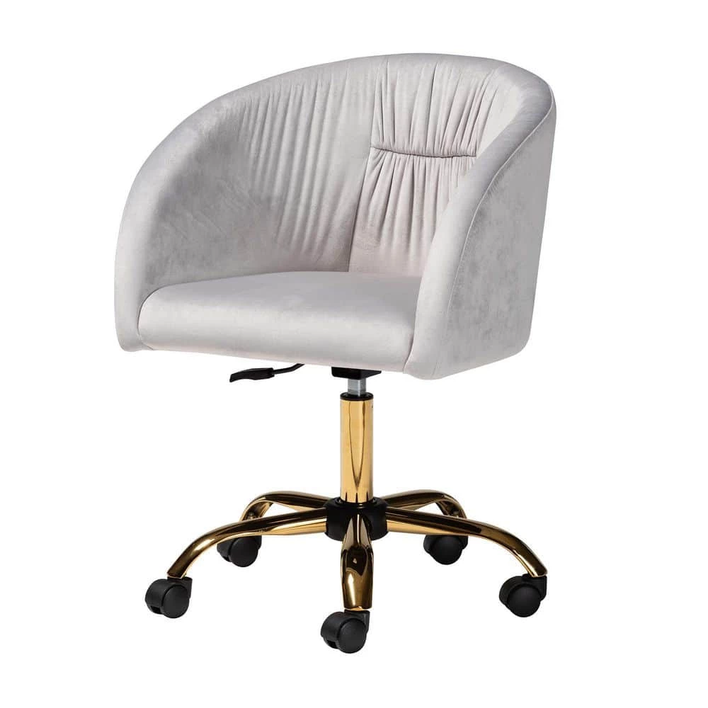 Ravenna Grey and Gold Velvet Fabric Task Chair by Baxton Studio