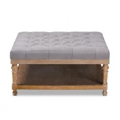 Kelly Grey and Greywashed Storage Ottoman by Baxton Studio