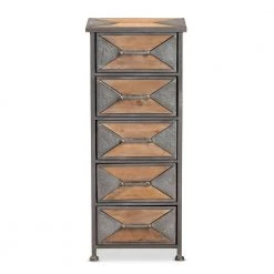 Laurel Grey and Oak Brown Accent Cabinet by Baxton Studio