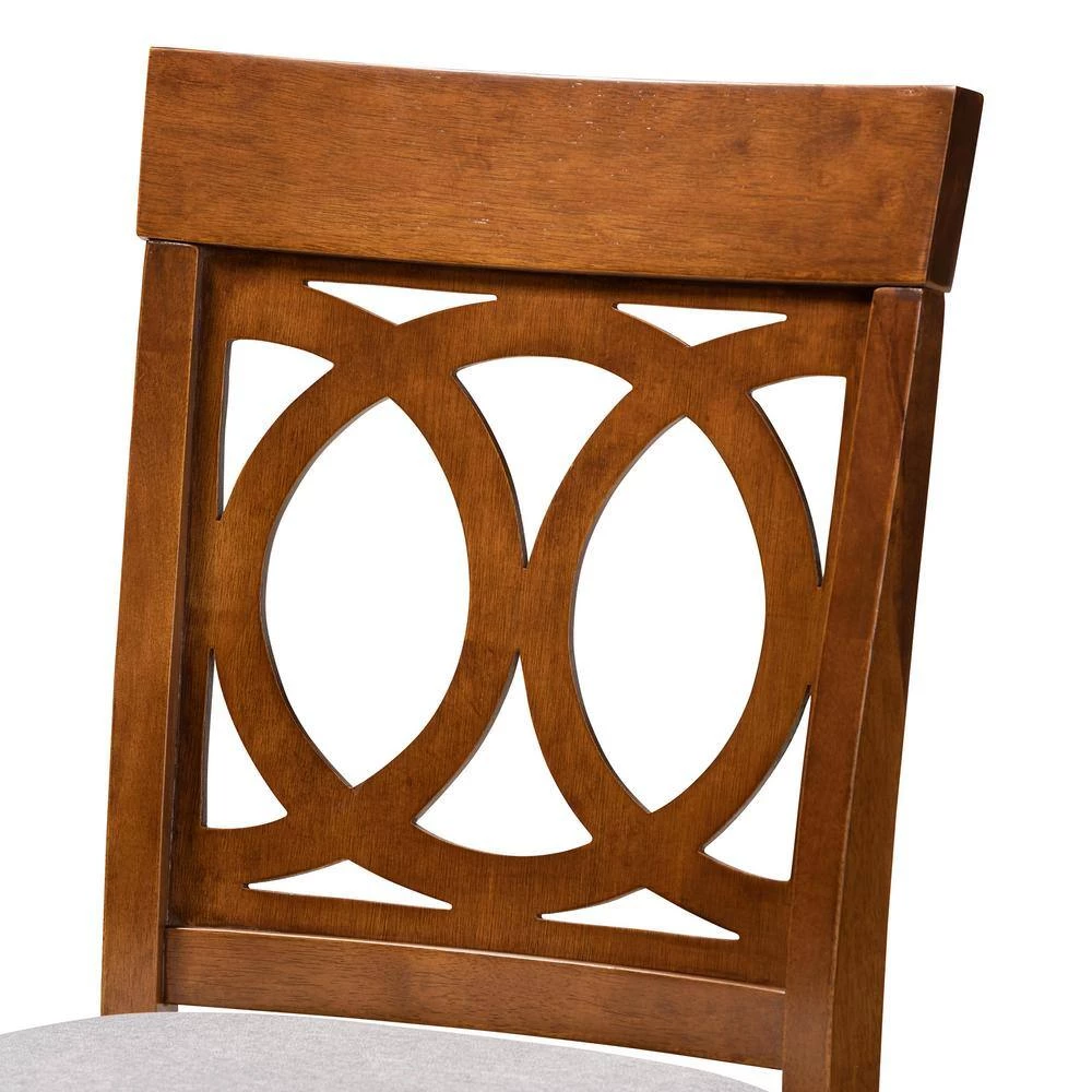 Violet 25 in. Grey and Walnut Pub Stool (Set of 2) by Baxton Studio - Image 4