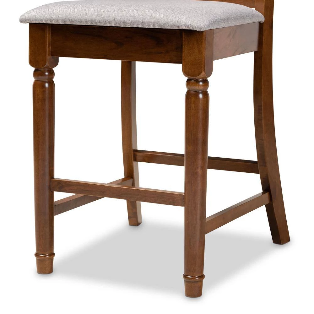 Violet 25 in. Grey and Walnut Pub Stool (Set of 2) by Baxton Studio - Image 5