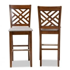 28.3 in. Jason Grey and Walnut Bar Stool (Set of 2) by Baxton Studio
