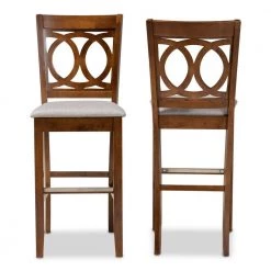 28.3 in. Carson Grey and Walnut Bar Stool (Set of 2) by Baxton Studio