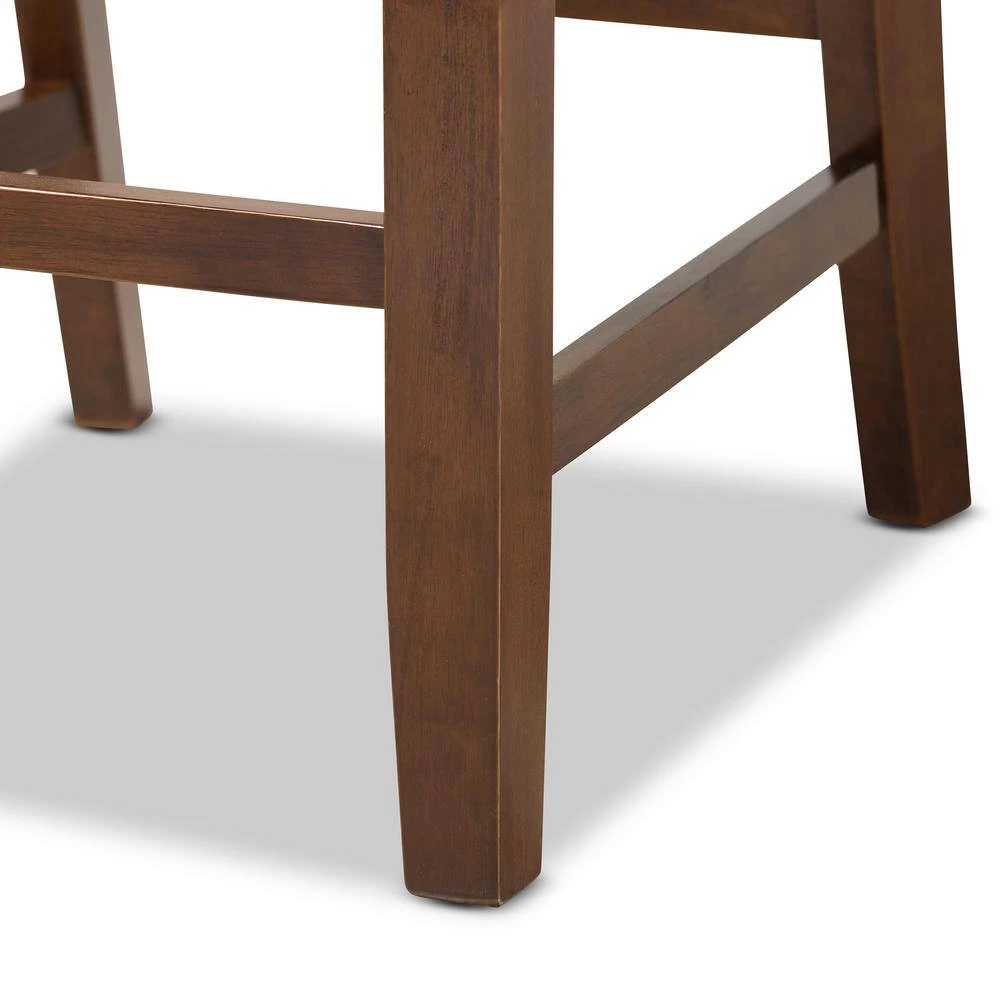 Lenoir 25 in. Grey and Walnut Counter Stool (Set of 2) by Baxton Studio - Image 6