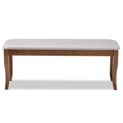 Cornelie Grey and Walnut Fabric Dining Bench by Baxton Studio