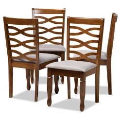 Elijah Grey and Walnut Fabric Dining Chair (Set of 4) by Baxton Studio