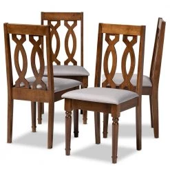 Cherese Grey and Walnut Fabric Dining Chair (Set of 4) by Baxton Studio