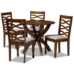 Aspen 5-Piece Grey and Walnut Dining Set by Baxton Studio