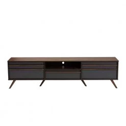 Naoki 71 in. Grey and Walnut Particle Board TV Stand Fits TVs Up to 78 in. with Cable Management by Baxton Studio