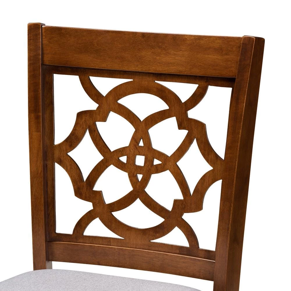 Oscar 25 in. Grey and Walnut Brown Pub Chair (Set of 2) by Baxton Studio - Image 5