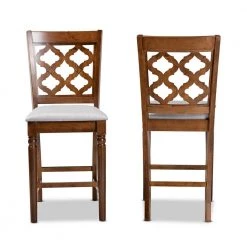 Ramiro 25 in. Grey and Walnut Brown Counter Stool (Set of 2) by Baxton Studio