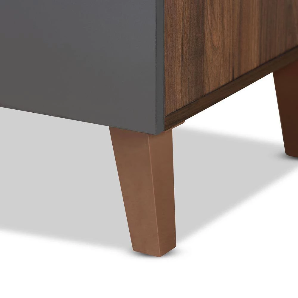 Jaeger 56.7 in. Grey and Walnut Brown Computer Desk by Baxton Studio - Image 6
