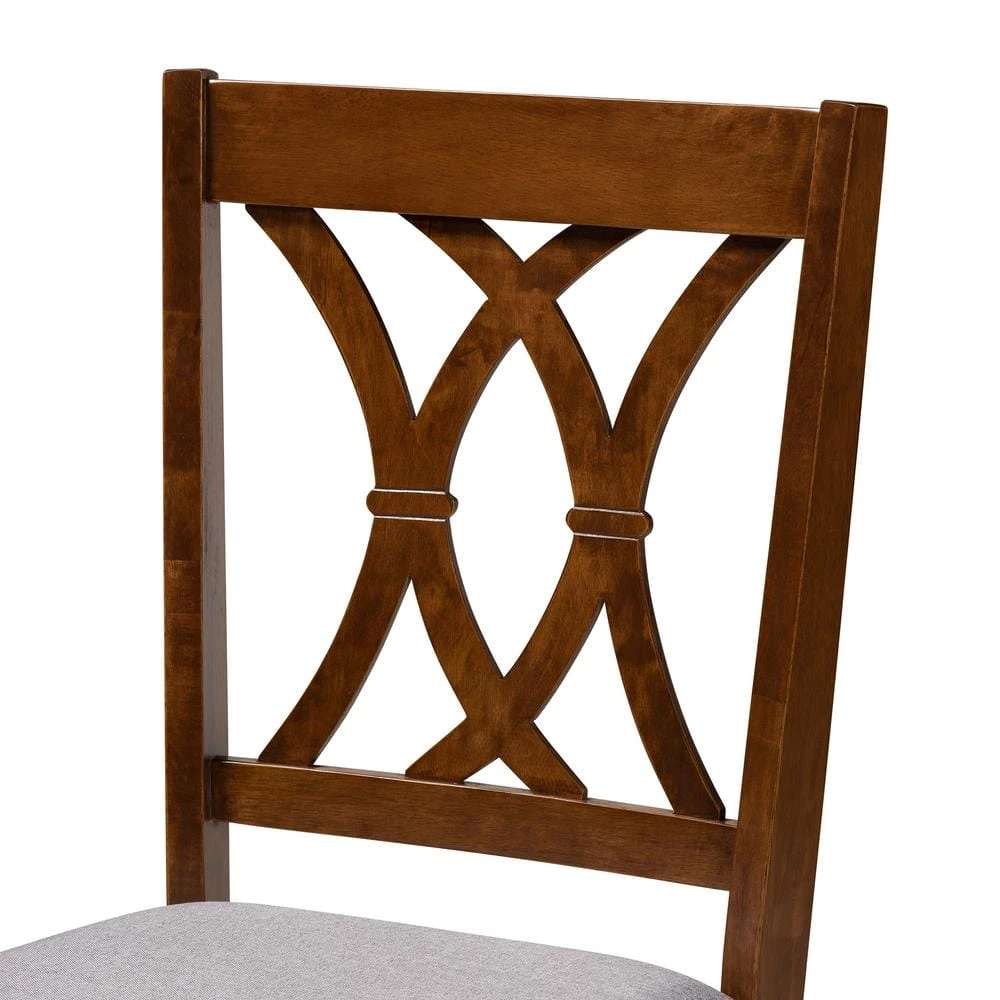 Augustine Grey and Walnut Brown Fabric Dining Chair (Set of 4) by Baxton Studio - Image 5