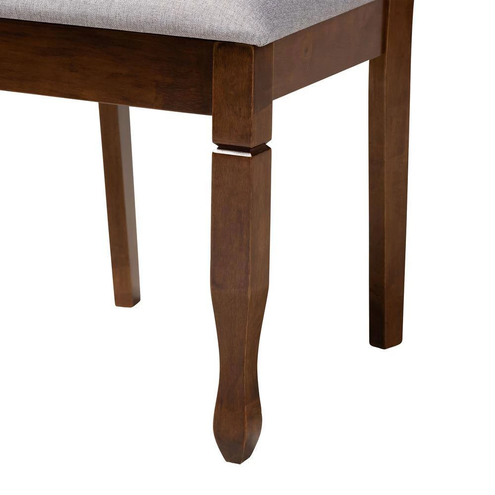 Augustine Grey and Walnut Brown Fabric Dining Chair (Set of 4) by Baxton Studio - Image 6